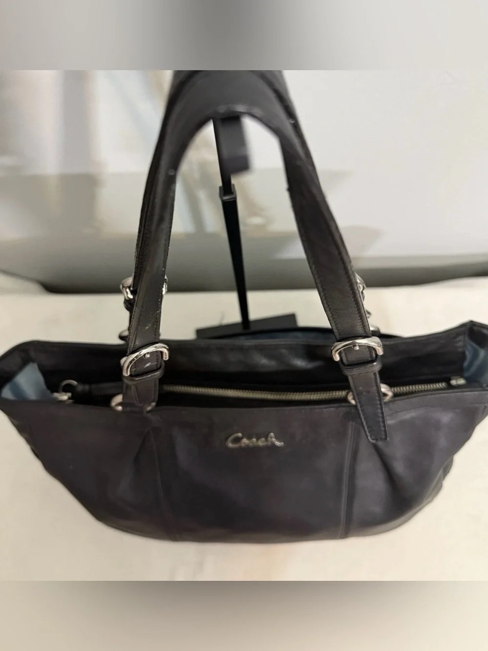 Coach Gallery East West Tote Shoulder Bag Black Leather Y2K Vintage F17722 FAIR
